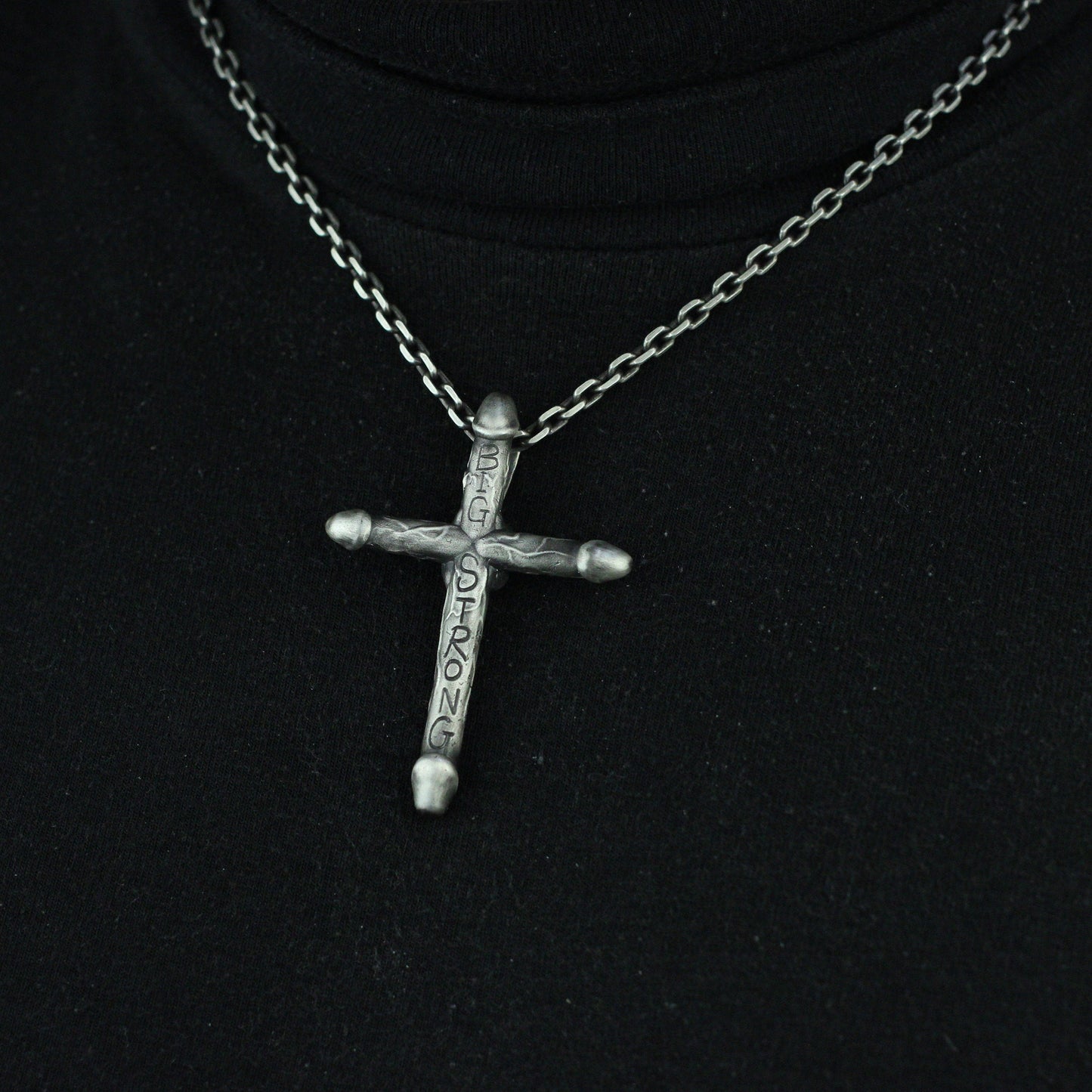 Penis Cross 925 Silver Pendant Necklace, Genital Tough Guy Pendant, Strong Cock Cross Religious Belief-Craftsman Made