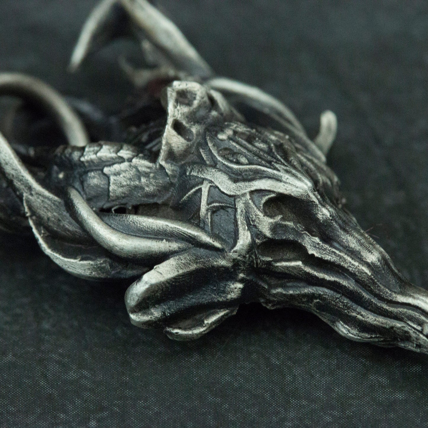 Archaeopteryx skull 925 silver pendant necklace, god bird skull pendant necklace, unique sterling silver jewelry-Craftsmen made