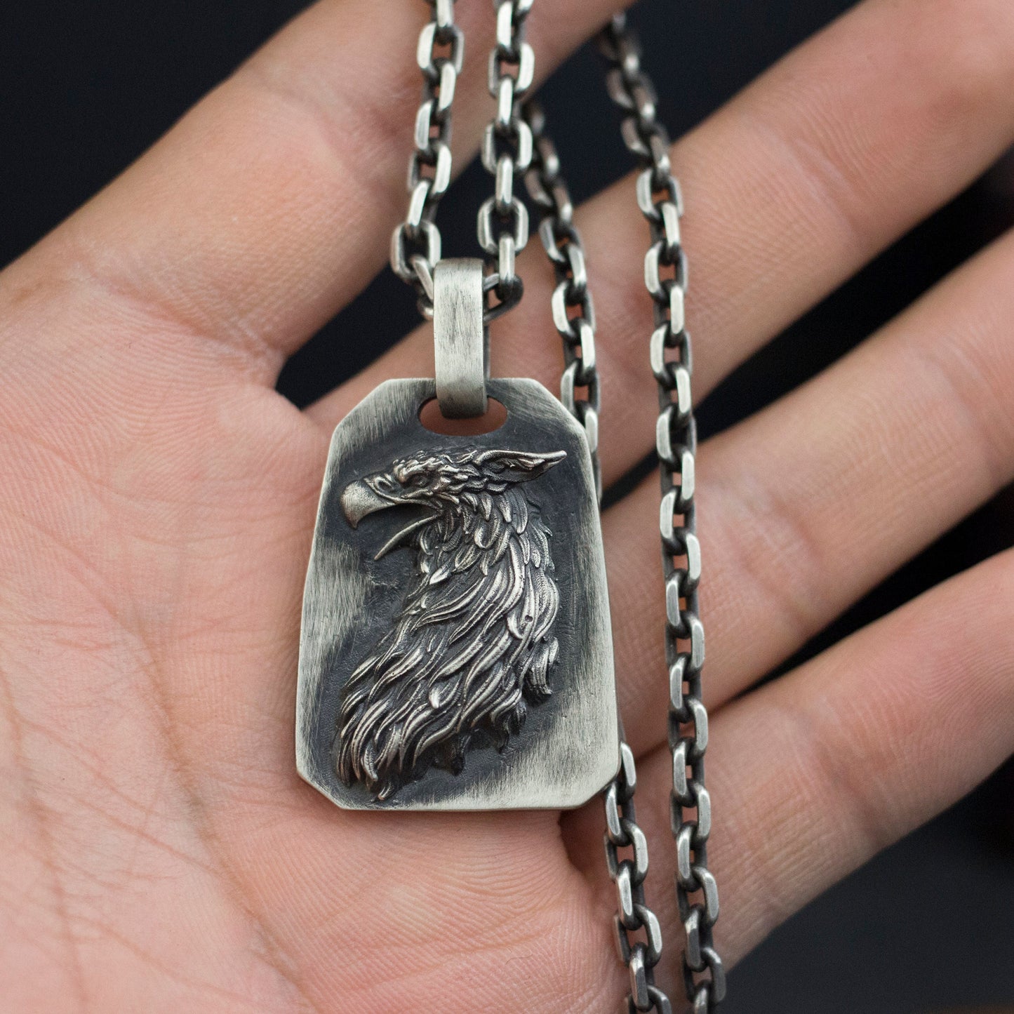 Griffin 925 silver pendant necklace,Bald Sea Eagle Silver Pendant Necklace Tag, Eagle Seagull Silver Brass Pendant Necklace-Craftsman Made