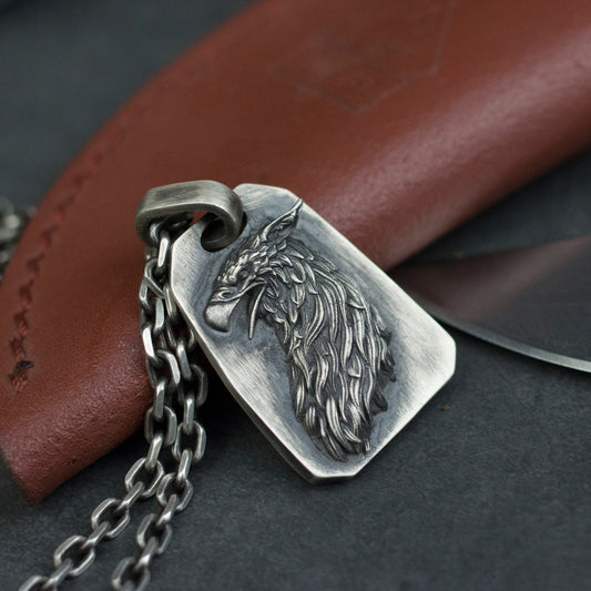 Griffin 925 silver pendant necklace,Bald Sea Eagle Silver Pendant Necklace Tag, Eagle Seagull Silver Brass Pendant Necklace-Craftsman Made