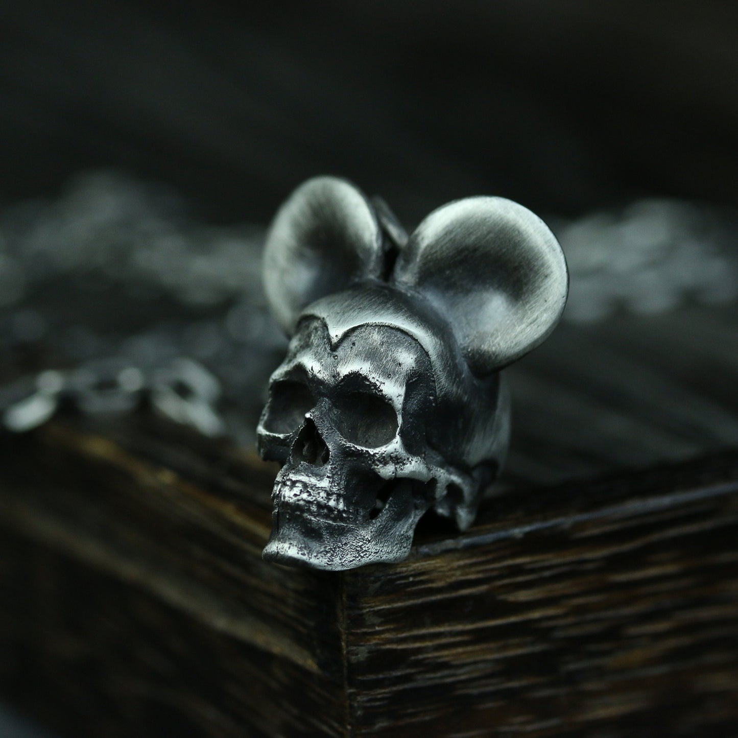 Mickey Mouse Skull 925 Silver Pendant, Dark Gothic Style Sterling Silver Pendant Necklace, Unique Disney Personalized Gift-Craftsman Made