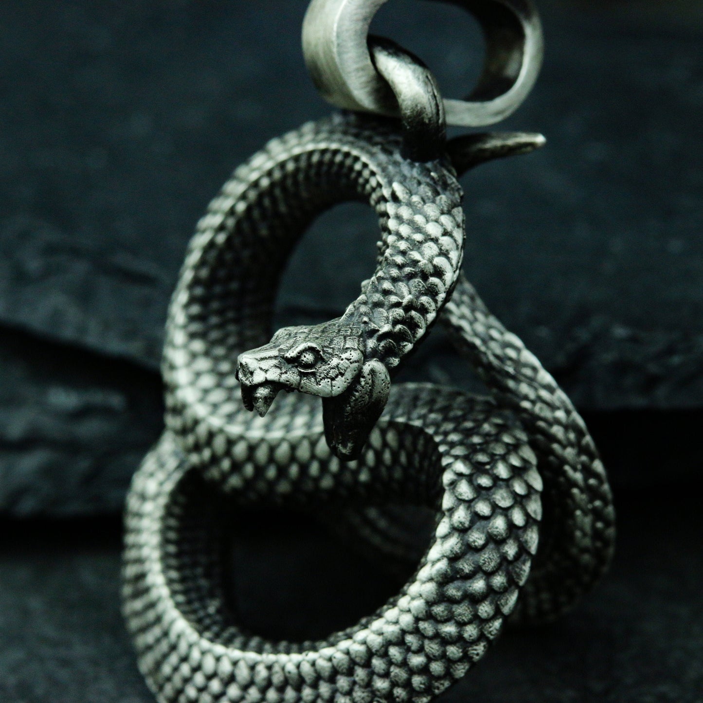 Roaring Python 925 Silver Pendant Necklace, Man-eating Python Flying Monster Solid Sterling Silver Brass Pendant-Craftsman made