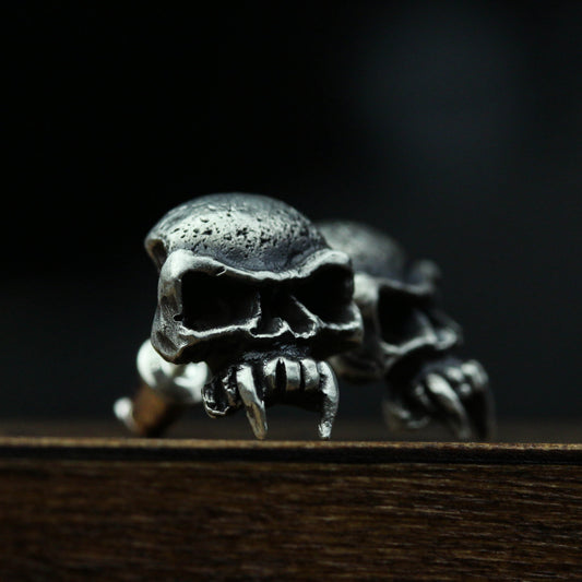 925 sterling silver Skull  Earrings, Tusk Skull Earrings, Gothic  Earrings