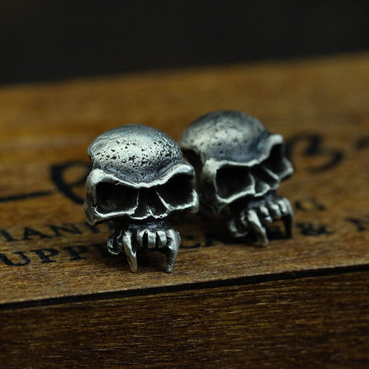 925 sterling silver Skull  Earrings, Tusk Skull Earrings, Gothic  Earrings