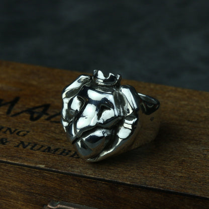 Lion King 925 Silver Ring, Lion Heart King Sterling Silver Jewelry, Bright Silver Ring Personalized Gift Everyday Jewelry-Craftsmen made - SATANHORN