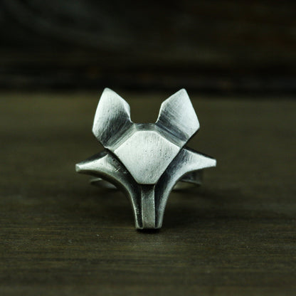 Fox 925 silver ring, simple abstract 925 silver ring, personalized animal ring sterling silver brass jewelry-Craftsmen made - SATANHORN