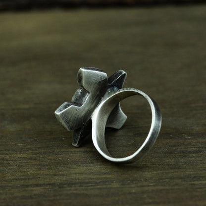 Fox 925 silver ring, simple abstract 925 silver ring, personalized animal ring sterling silver brass jewelry-Craftsmen made - SATANHORN