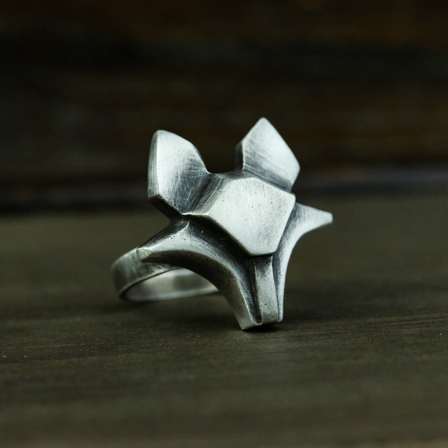 Fox 925 silver ring, simple abstract 925 silver ring, personalized animal ring sterling silver brass jewelry-Craftsmen made