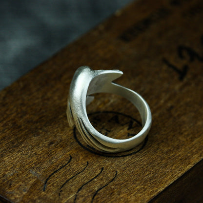 Peace dove 925 silver ring, dove wings simple abstract 925 silver ring, personalized flying bird ring jewelry-Craftsmen made - SATANHORN