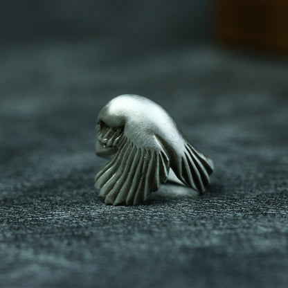 Peace dove 925 silver ring, dove wings simple abstract 925 silver ring, personalized flying bird ring jewelry-Craftsmen made - SATANHORN