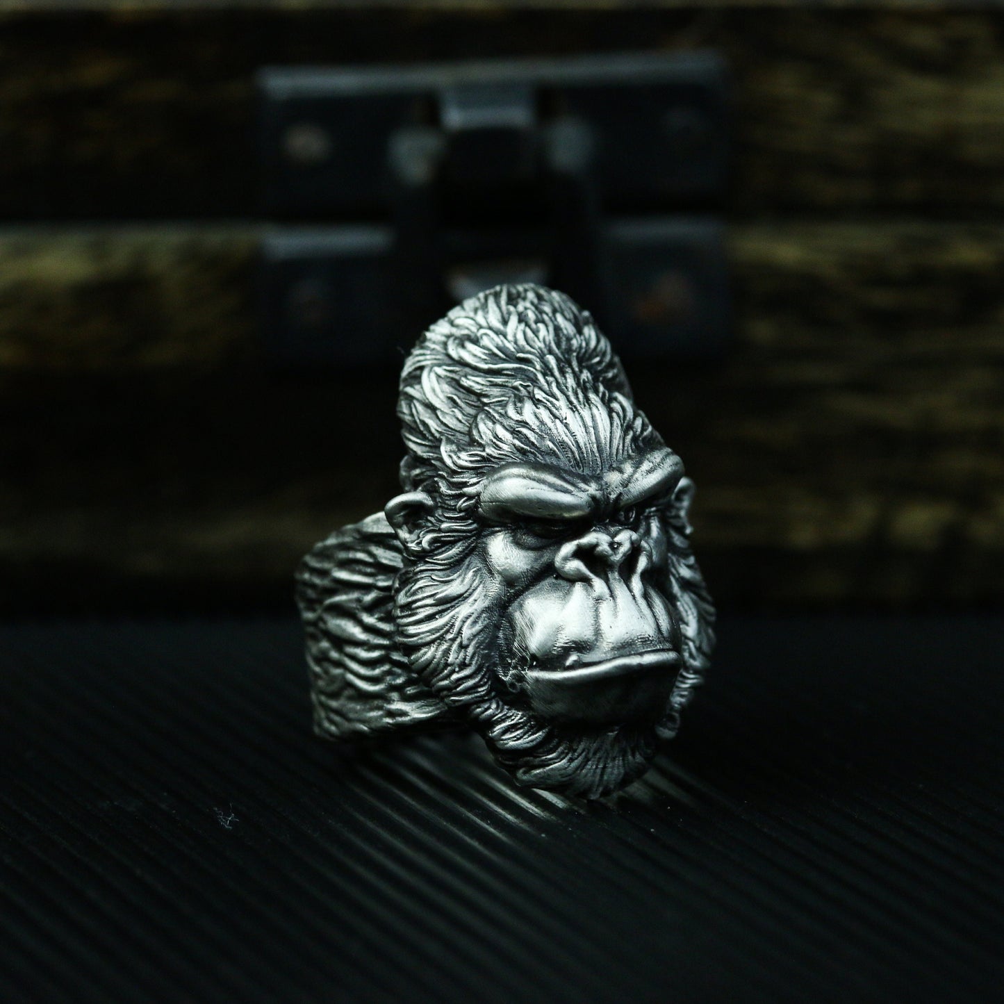 Gorilla 925 silver ring, King Kong 925 silver ring, personalized monkey wild man ring jewelry-Craftsmen made