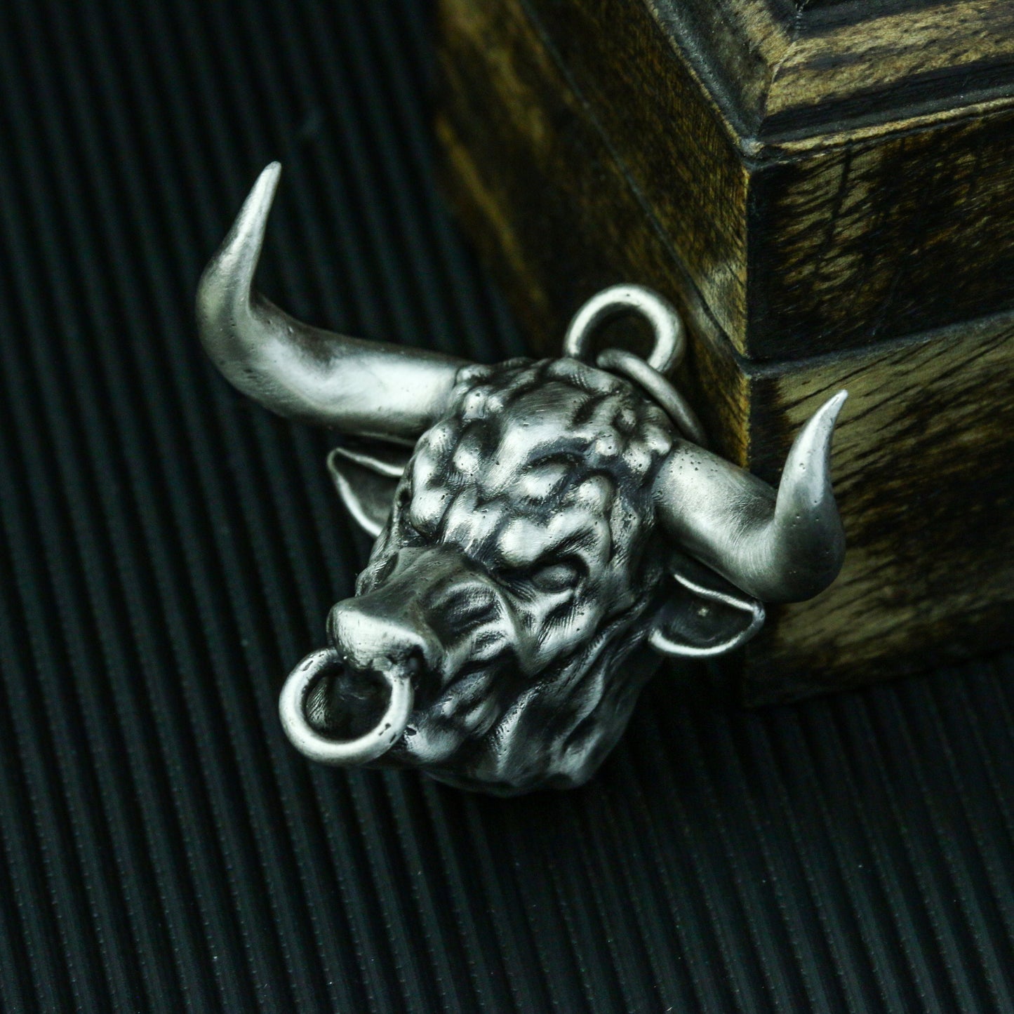 Bull head 925 silver pendant, big buffalo wild horns 925 silver pendant necklace, a wild personality African jewelry-Craftsmen made