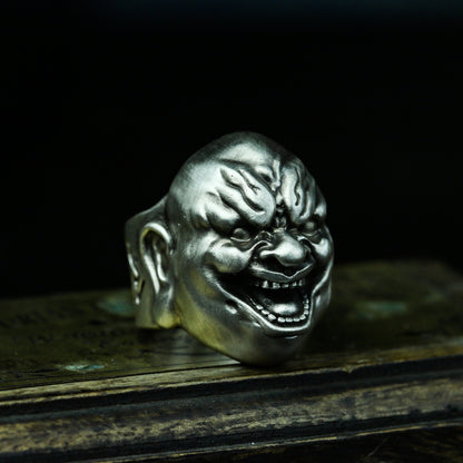 Maitreya Buddha 925 silver ring, wicked Maitreya dark style 925 silver ring, unique personality jewelry-Craftsmen made - SATANHORN