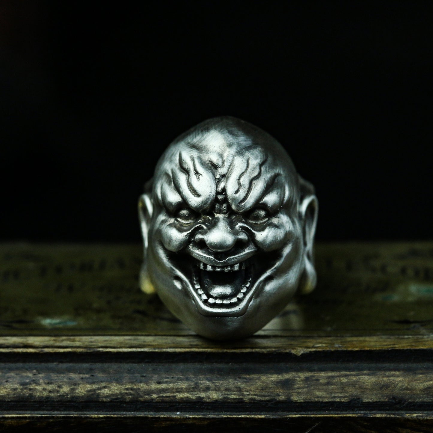 Maitreya Buddha 925 silver ring, wicked Maitreya dark style 925 silver ring, unique personality jewelry-Craftsmen made