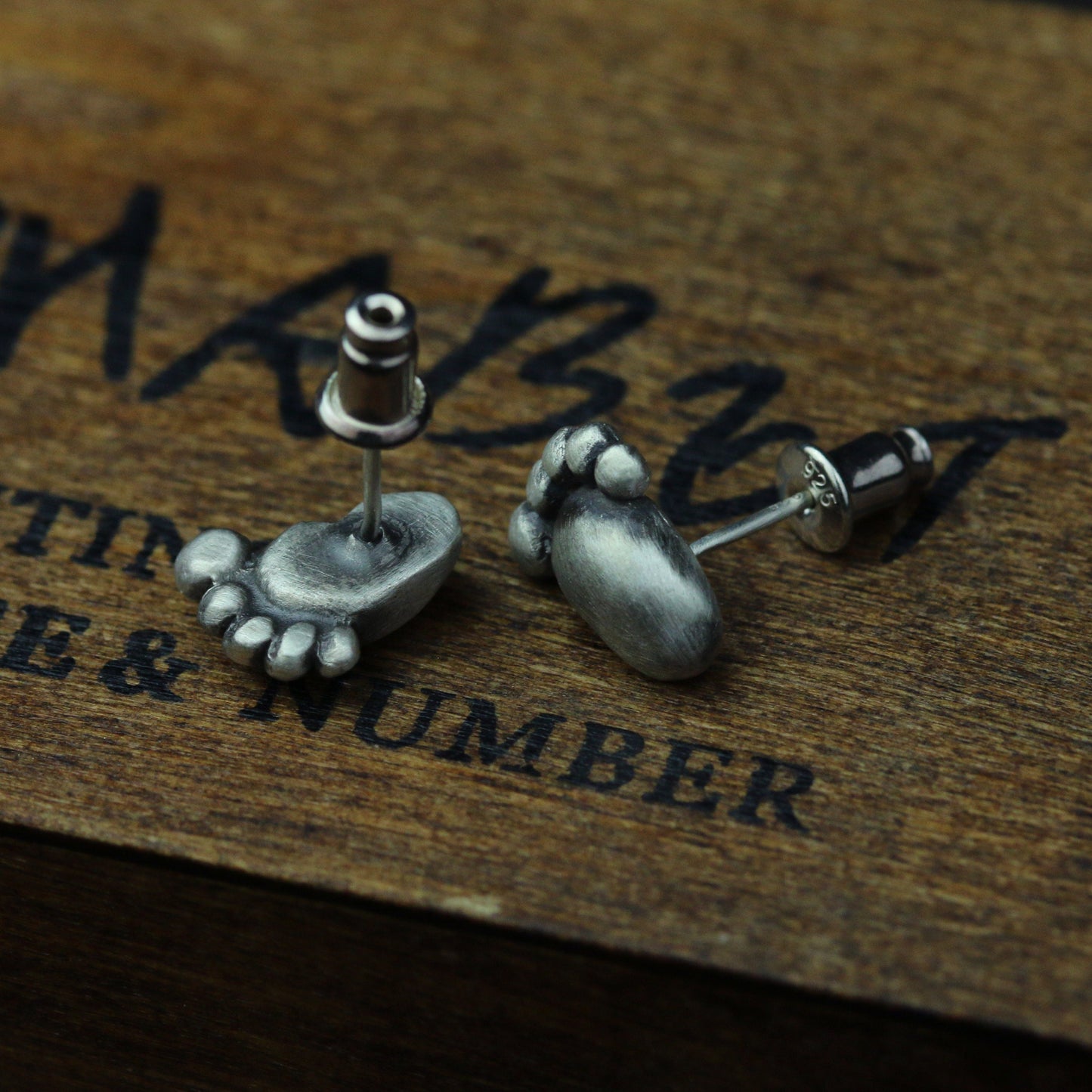 Baby feet sterling silver earrings