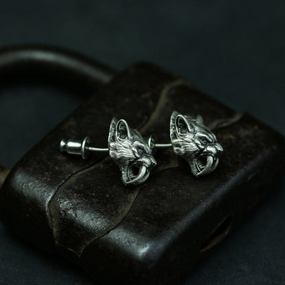 Saber-toothed tiger 925 Silver earrings, liger beast earrings, ancient beast jewelry sterling silver handmade-Craftsmen made