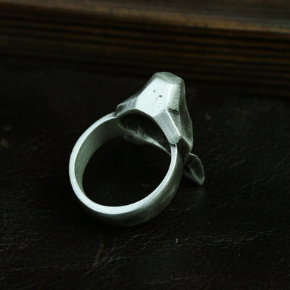Simple fox 925 silver ring, abstract fox ring, totem animal jewelry, Ring-Mens Gift-Craftsmen made - SATANHORN
