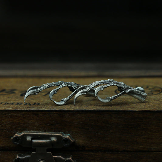 Sterling silver bird claw earrings