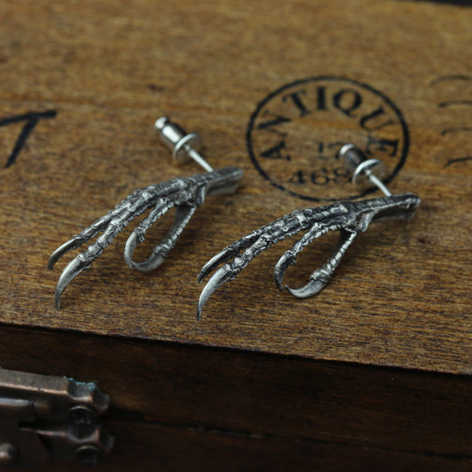 Sterling silver bird claw earrings