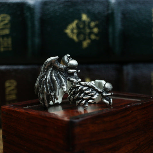 Angel/Devil 925 silver Ring , Couple ring,solid sterling silver handmade holiday anniversary gift - Craftsmen made - SATANHORN