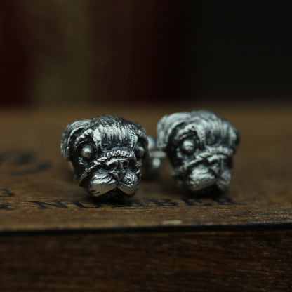Pug sterling silver earrings