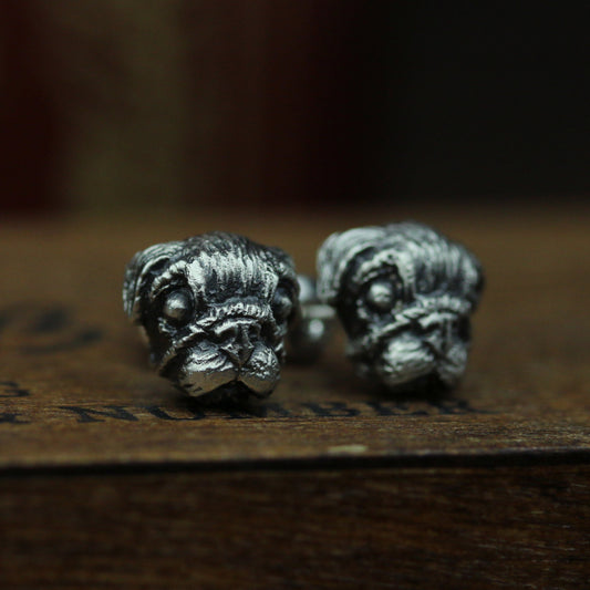 Pug sterling silver earrings