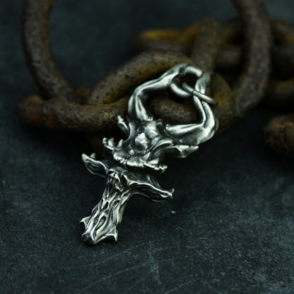 Ghost Cross 925 silver Pendant Necklace, 925 Sterling Silver Handmade Silver Jewelry-Craftsman made