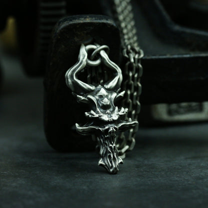 Ghost Cross 925 silver Pendant Necklace, 925 Sterling Silver Handmade Silver Jewelry-Craftsman made
