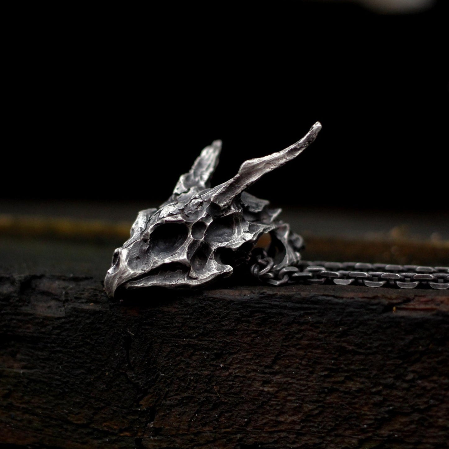 Dragon Skull 925 Silver Necklace Pendant,Dragon head skull, Dragon Silver jewelry,Animal skull 925 silver Pendant jewelry-Craftsman made