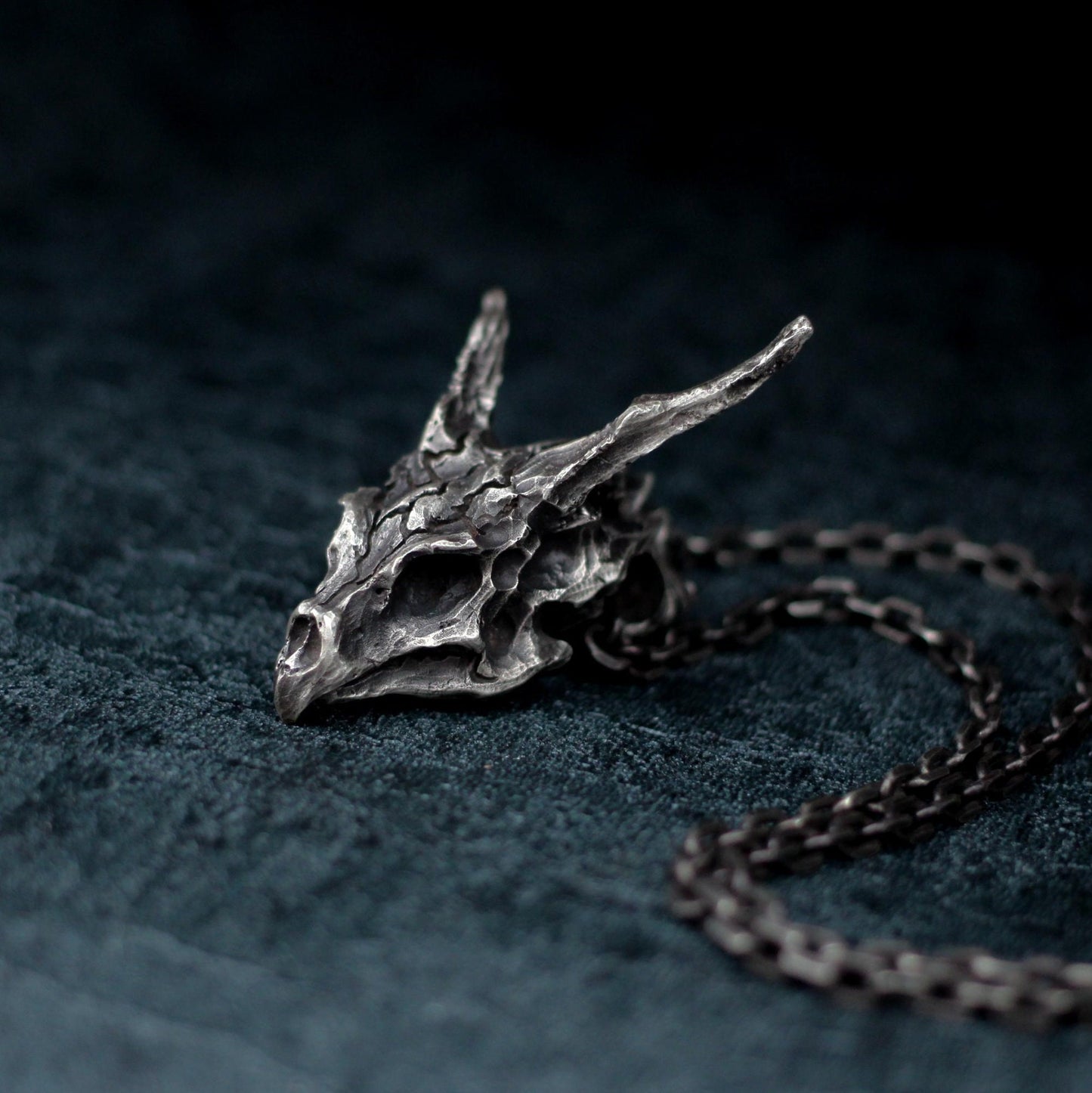 Dragon Skull 925 Silver Necklace Pendant,Dragon head skull, Dragon Silver jewelry,Animal skull 925 silver Pendant jewelry-Craftsman made