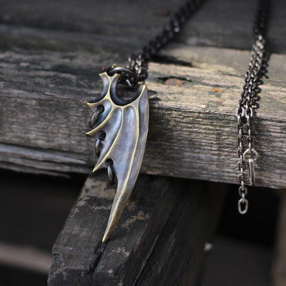 Angel Wings 925 Silver Pendant, Devil Wings Silver Pendant, Dragon Wings Sterling Silver Pendant-Craftsmen made - SATANHORN