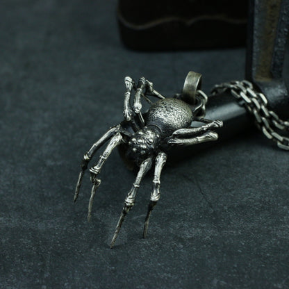 Big Spider 925 silver pendant necklace, long-legged spider 925 silver pendant, exquisite and realistic spider jewelry-Craftsman made
