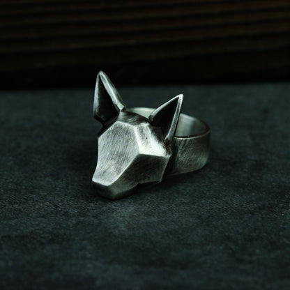 Simple fox 925 silver ring, abstract fox ring, totem animal jewelry, Ring-Mens Gift-Craftsmen made - SATANHORN