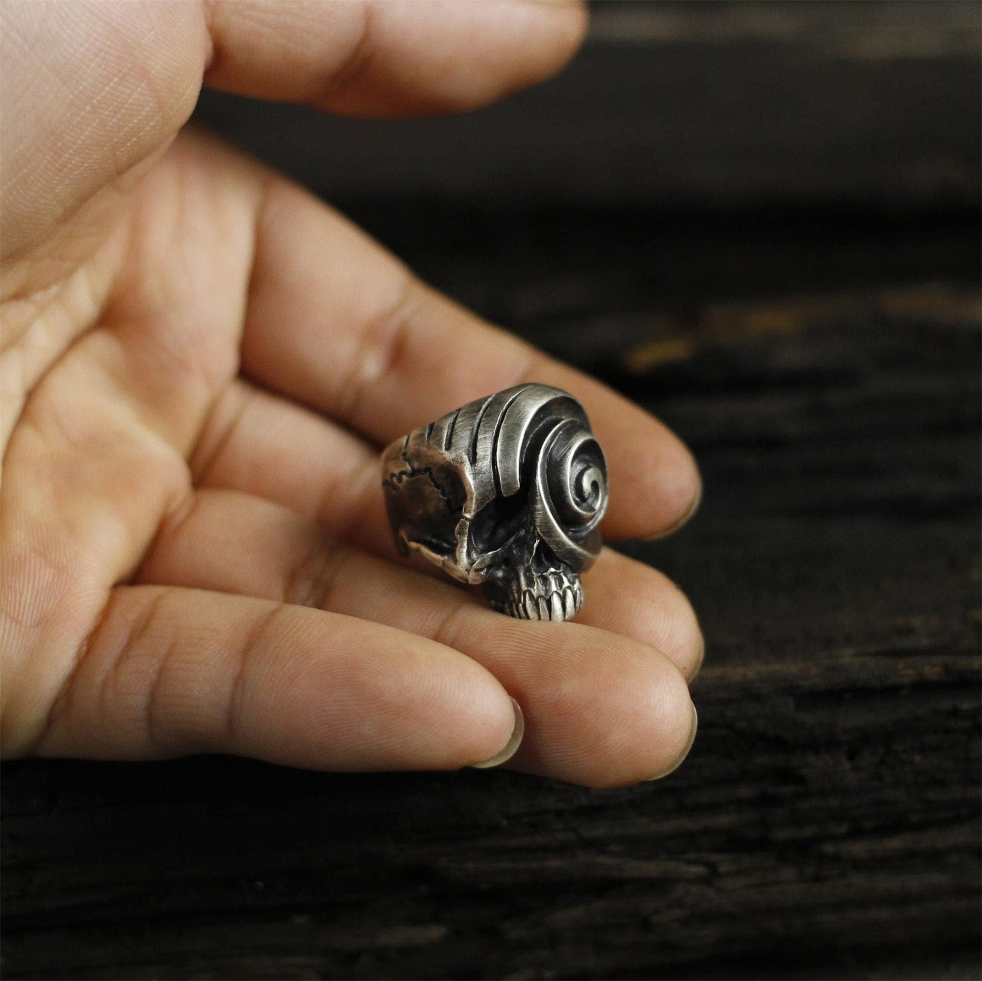 Swirl skull 925 silver ring, jawless skull ring, creative skull ring unique sterling silver gift-craftsman made - SATANHORN