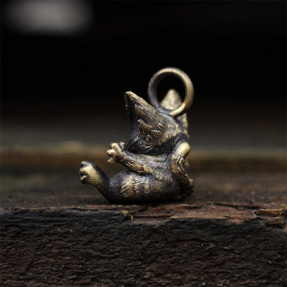 Big ear cat 925 silver/brass pendant necklace, A Cute kitty need a hug, A unique and interesting necklace pendant gift-Craftsmen made