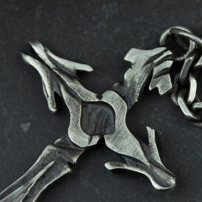 Hook Shaped Cross 925 Silver Pendant Necklace, Christian Cross Faith Jewelry Necklace Pendant, Unique Cross-Craftsman made