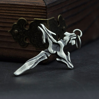 Hook Shaped Cross 925 Silver Pendant Necklace, Christian Cross Faith Jewelry Necklace Pendant, Unique Cross-Craftsman made