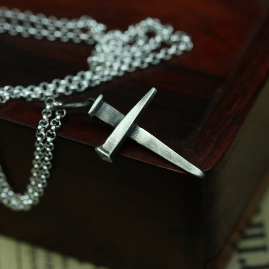 925 Sterling Silver Cross Pendant Necklace, Christian Cross Necklace, Gothic Jewelry, Gift for Husband - Handmade