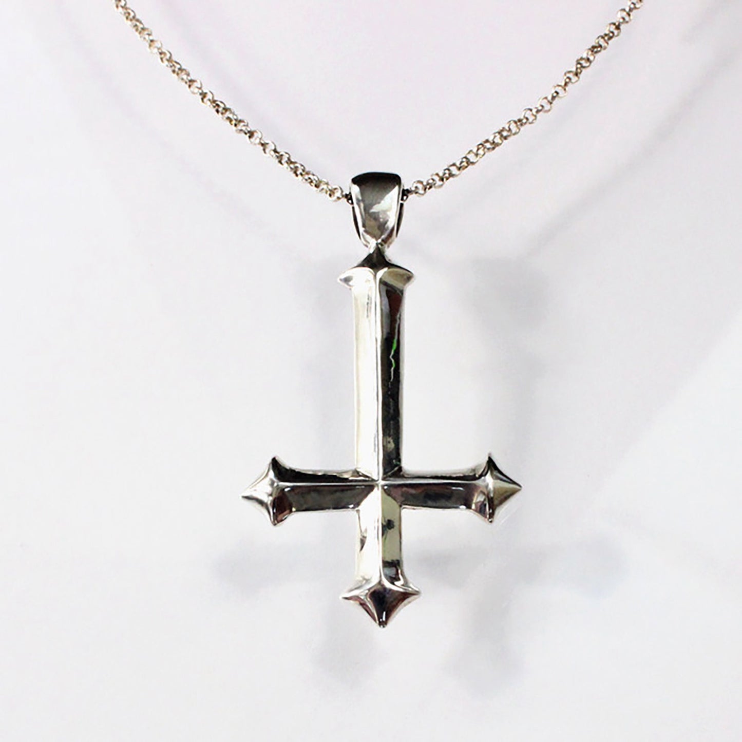 925 Sterling Silver Reverse Cross Pendant Necklace, Christian Cross Pendant, Christian Jewelry, Men's Necklace, Gift for Him - Artisan Made