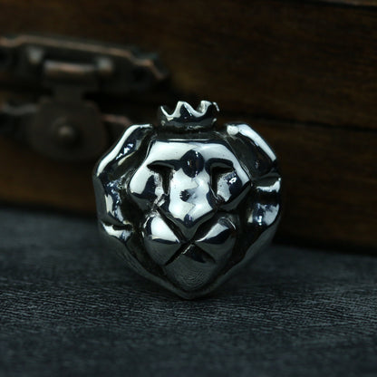 Lion King 925 Silver Ring, Lion Heart King Sterling Silver Jewelry, Bright Silver Ring Personalized Gift Everyday Jewelry-Craftsmen made - SATANHORN