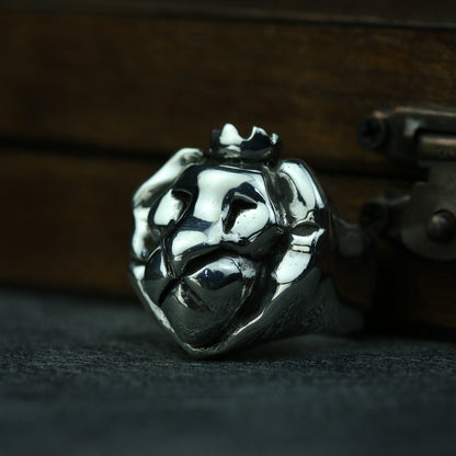 Lion King 925 Silver Ring, Lion Heart King Sterling Silver Jewelry, Bright Silver Ring Personalized Gift Everyday Jewelry-Craftsmen made - SATANHORN