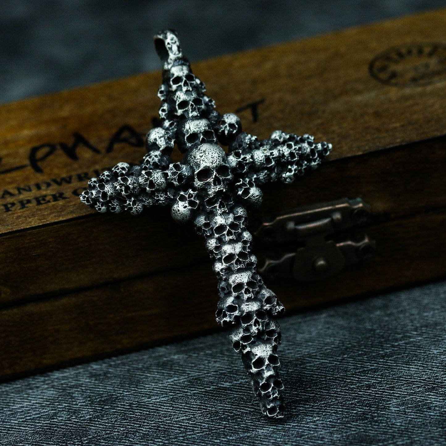 Cross full of skulls, 925 silver pendant necklace, catastrophic religious belief silverware, doomsday cross Christianity-Craftsman made