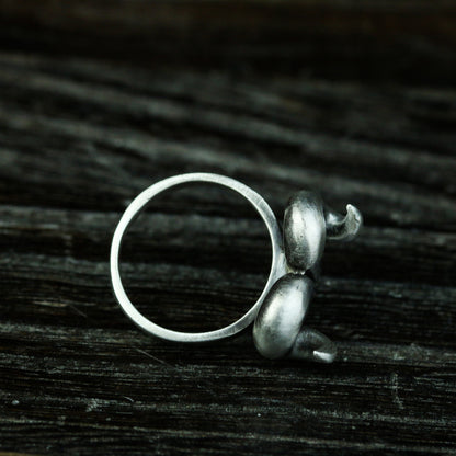 Bull head 925 silver ring, bull horn silver ring, bullfighting bison ring sterling silver brass jewelry-Craftsmen made - SATANHORN