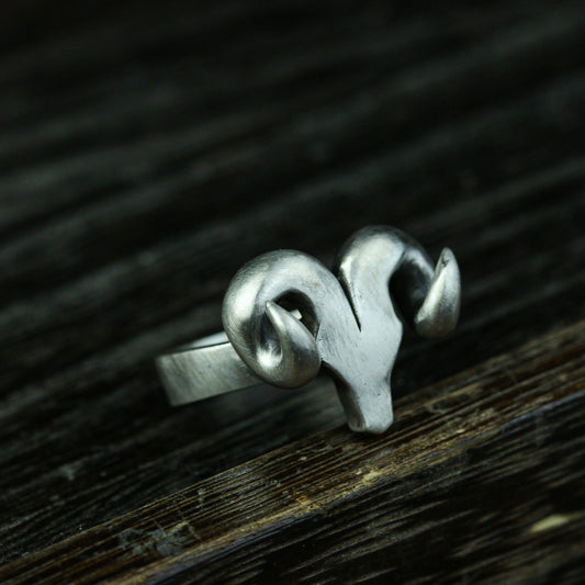Bull head 925 silver ring, bull horn silver ring, bullfighting bison ring sterling silver brass jewelry-Craftsmen made - SATANHORN