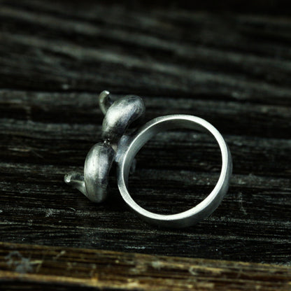Bull head 925 silver ring, bull horn silver ring, bullfighting bison ring sterling silver brass jewelry-Craftsmen made - SATANHORN