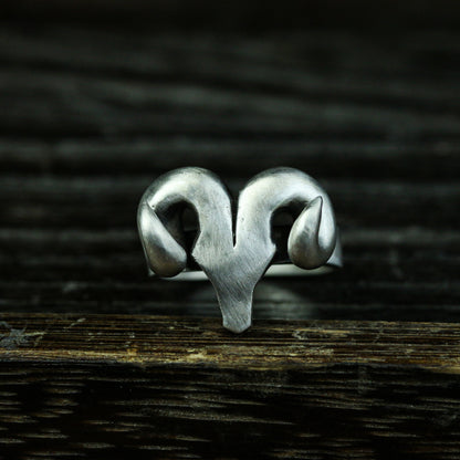 Bull head 925 silver ring, bull horn silver ring, bullfighting bison ring sterling silver brass jewelry-Craftsmen made - SATANHORN