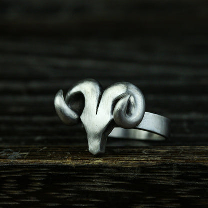 Bull head 925 silver ring, bull horn silver ring, bullfighting bison ring sterling silver brass jewelry-Craftsmen made - SATANHORN