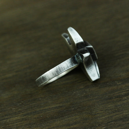 Fox 925 silver ring, simple abstract 925 silver ring, personalized animal ring sterling silver brass jewelry-Craftsmen made - SATANHORN