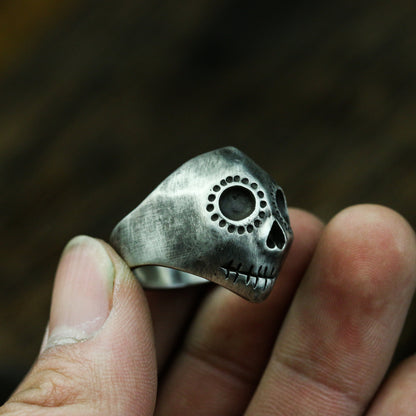 Silent skull 925 silver ring, simple abstract 925 silver ring, personality ring sterling silver brass jewelry-Craftsmen made - SATANHORN