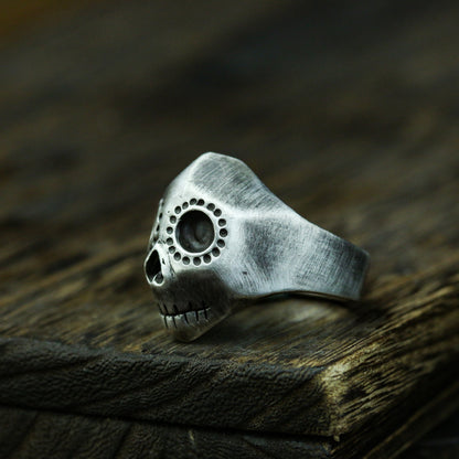 Silent skull 925 silver ring, simple abstract 925 silver ring, personality ring sterling silver brass jewelry-Craftsmen made - SATANHORN